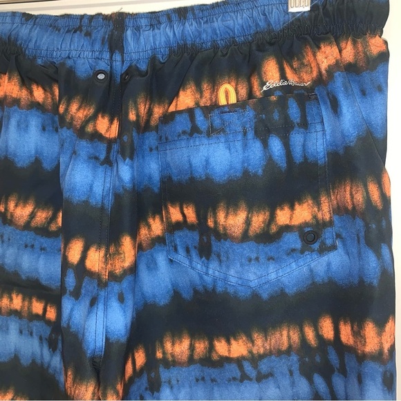 Eddie Bauer Shorts Men's Size Large Swim Trunks 7" Inseam Orange Blue Tidal - Picture 6 of 12